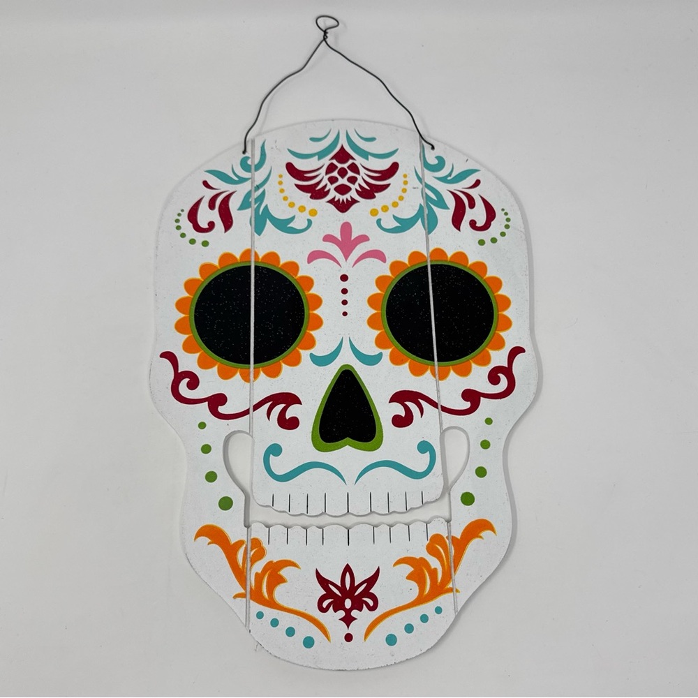 Dia de los Muertos Day of the Dead Wood Hanging Sugar Skull Sign